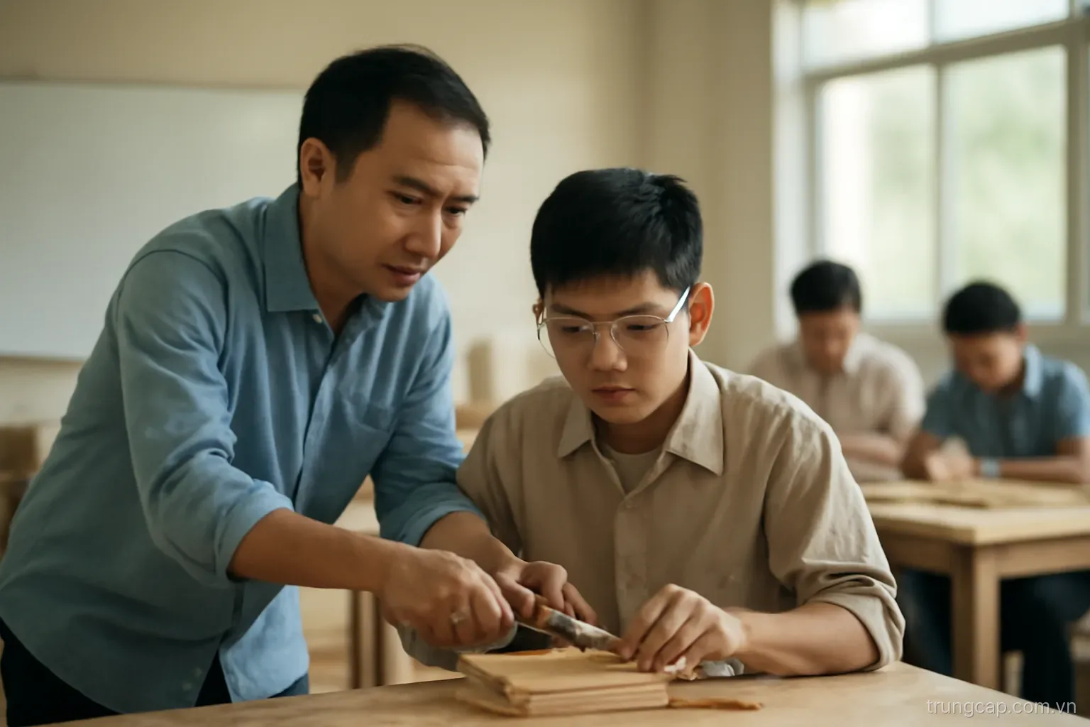 Học sinh nhỏ tuổi trong trường nghề